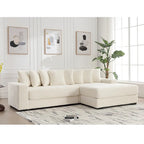 111 Corduroy L-Shaped Sectional Sofa with Oversized Right Chaise