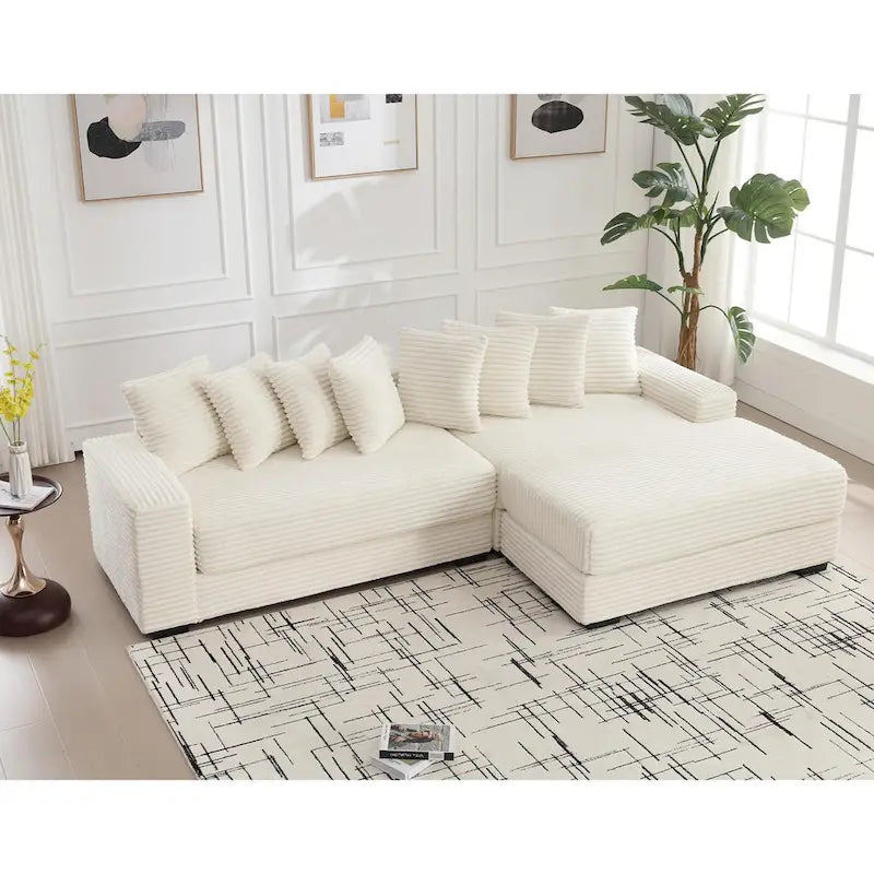 111 Corduroy L-Shaped Sectional Sofa with Oversized Right Chaise