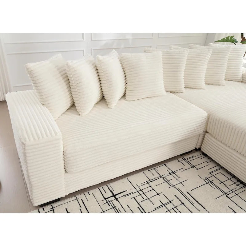 111 Corduroy L-Shaped Sectional Sofa with Oversized Right Chaise