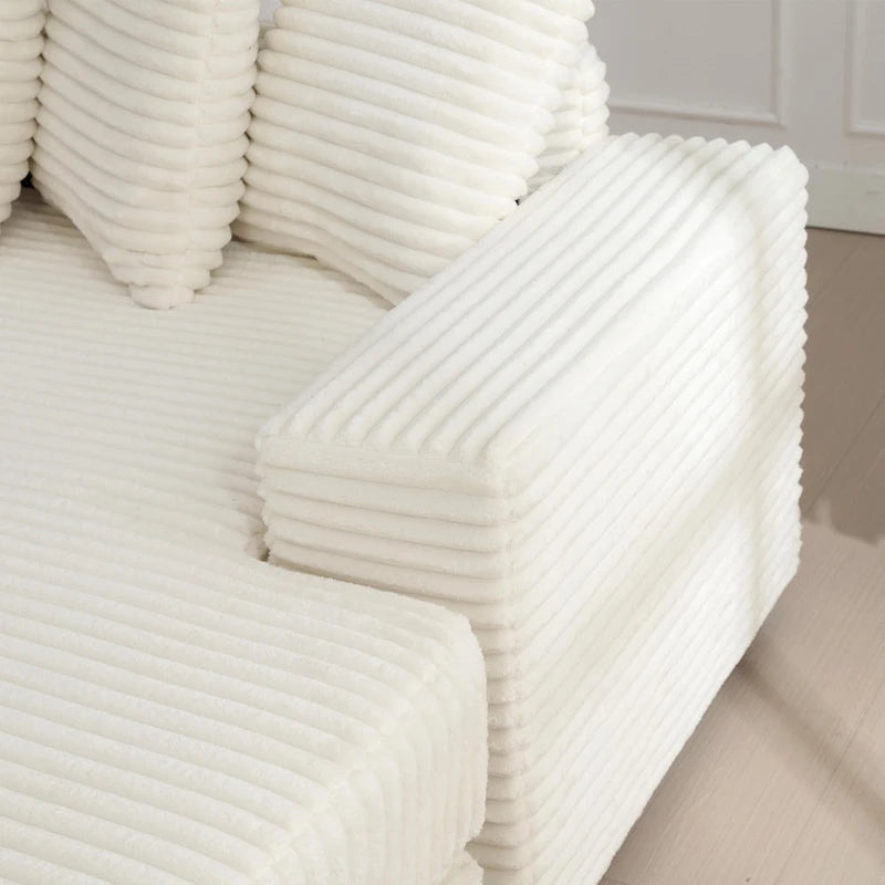 111 Corduroy L-Shaped Sectional Sofa with Oversized Right Chaise