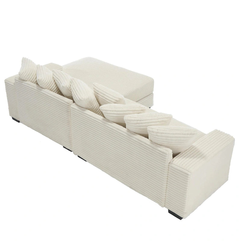111 Corduroy L-Shaped Sectional Sofa with Oversized Right Chaise