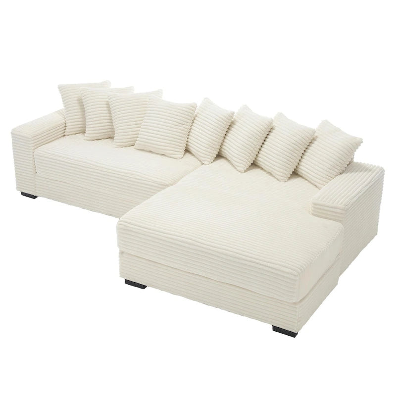 111 Corduroy L-Shaped Sectional Sofa with Oversized Right Chaise