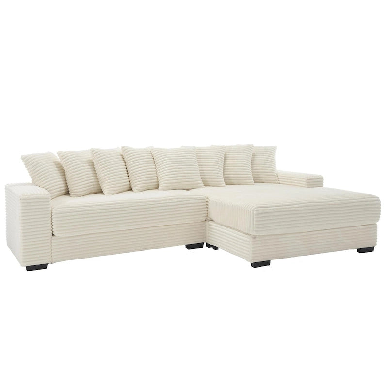 111 Corduroy L-Shaped Sectional Sofa with Oversized Right Chaise