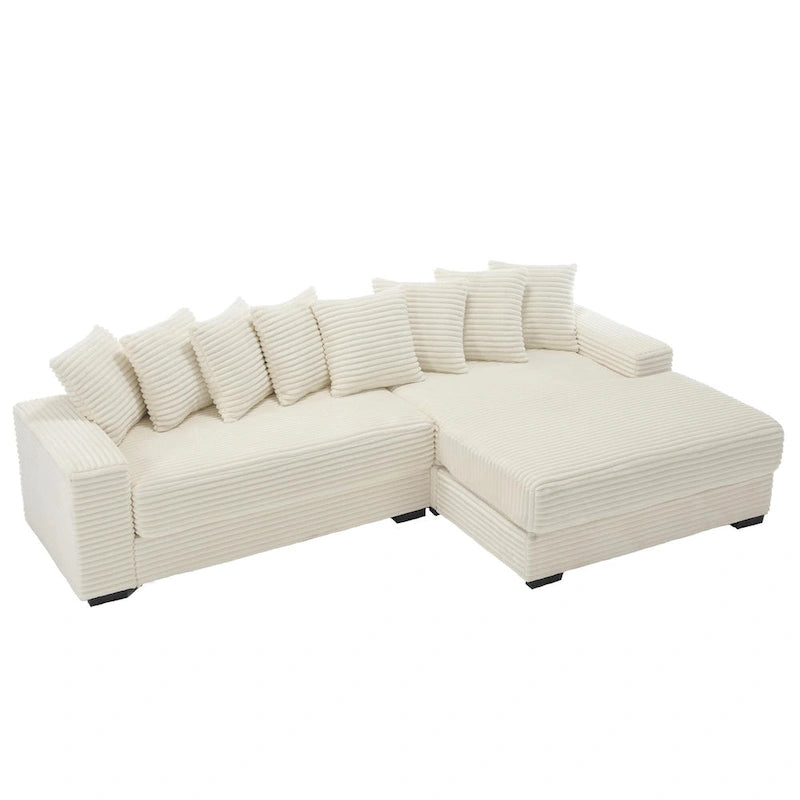 111 Corduroy L-Shaped Sectional Sofa with Oversized Right Chaise