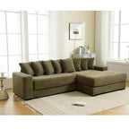 111 Corduroy L-Shaped Sectional Sofa with Oversized Right Chaise