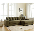 111 Corduroy L-Shaped Sectional Sofa with Oversized Right Chaise