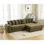 111 Corduroy L-Shaped Sectional Sofa with Oversized Right Chaise