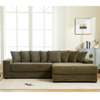 111 Corduroy L-Shaped Sectional Sofa with Oversized Right Chaise