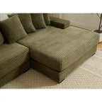 111 Corduroy L-Shaped Sectional Sofa with Oversized Right Chaise