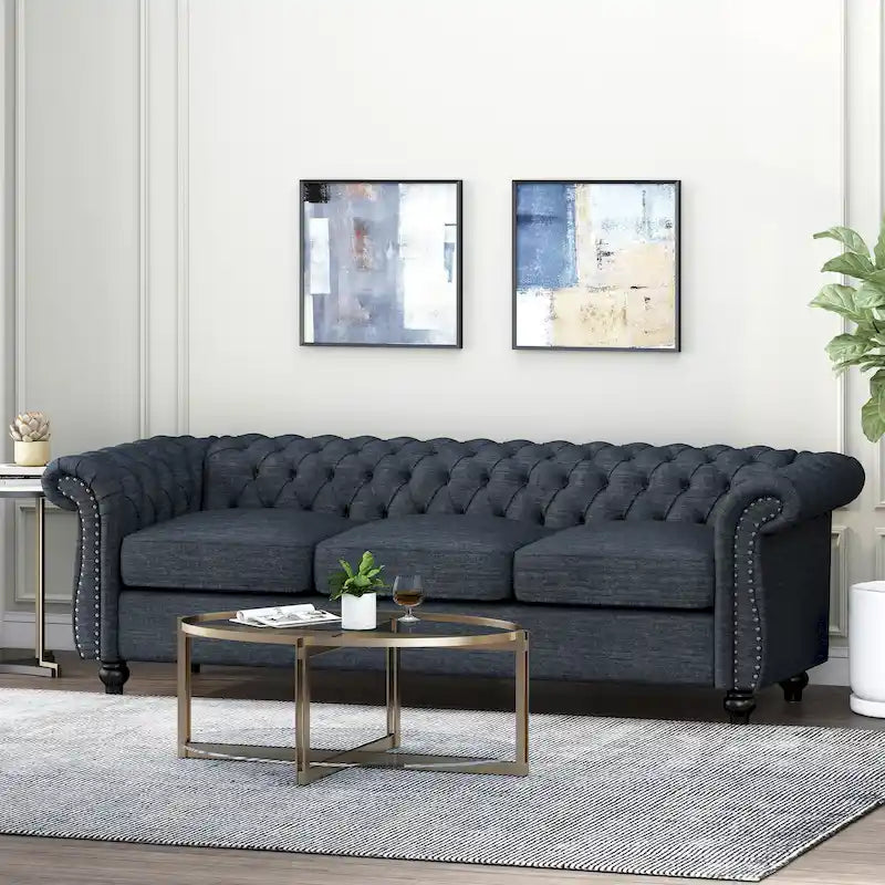 Chesterfield Button Tufted 3-seater Sofa with Nailheads