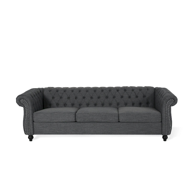 Chesterfield Button Tufted 3-seater Sofa with Nailheads