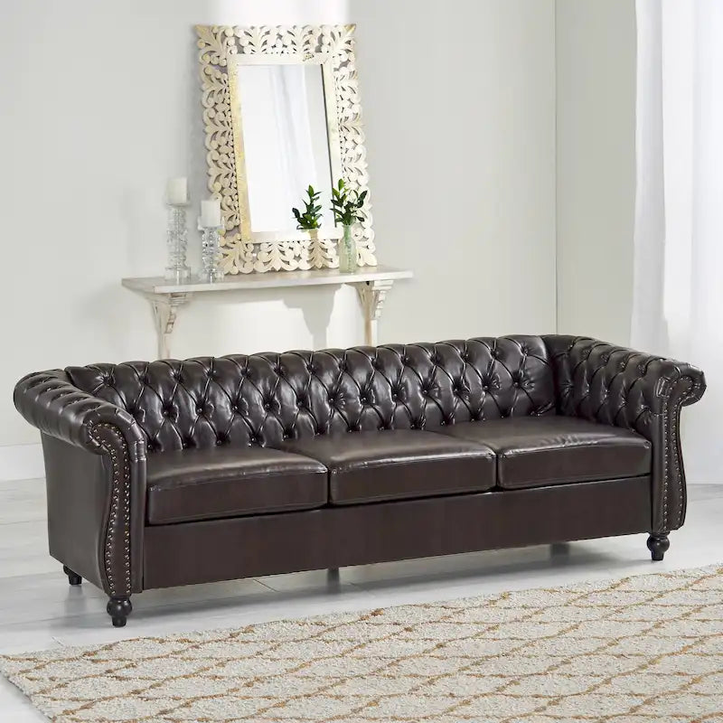 Chesterfield Button Tufted 3-seater Sofa with Nailheads