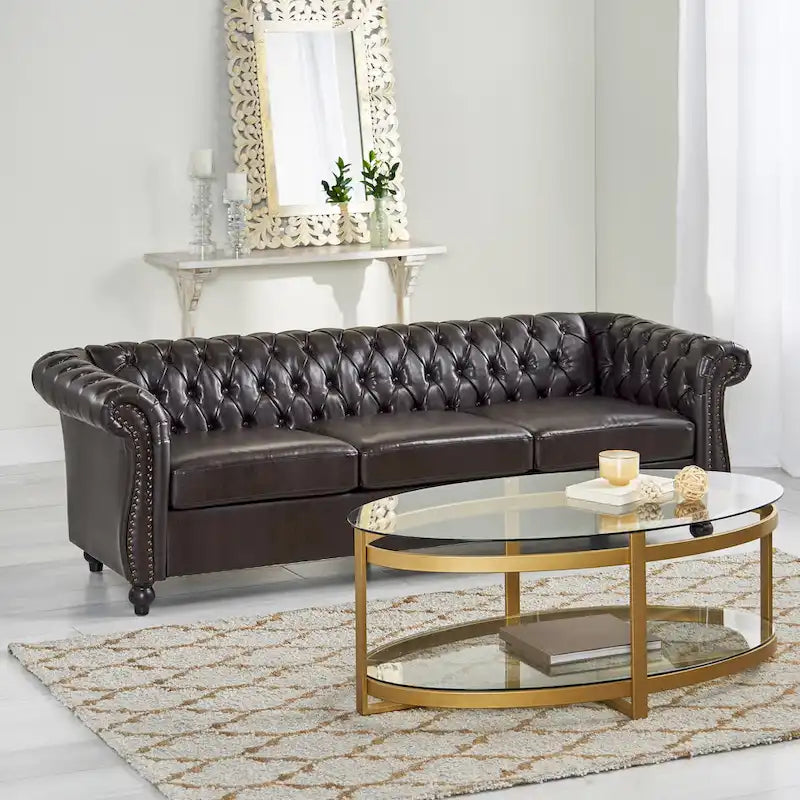 Chesterfield Button Tufted 3-seater Sofa with Nailheads
