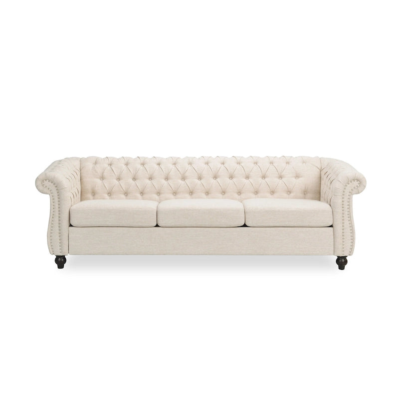Chesterfield Button Tufted 3-seater Sofa with Nailheads