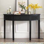 51.1 Modern Curved Console Table with Vertical Stripe Drawer Fronts for Entryway, Hallway, Living Room