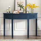 51.1 Modern Curved Console Table with Vertical Stripe Drawer Fronts for Entryway, Hallway, Living Room