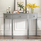 51.1 Modern Curved Console Table with Vertical Stripe Drawer Fronts for Entryway, Hallway, Living Room