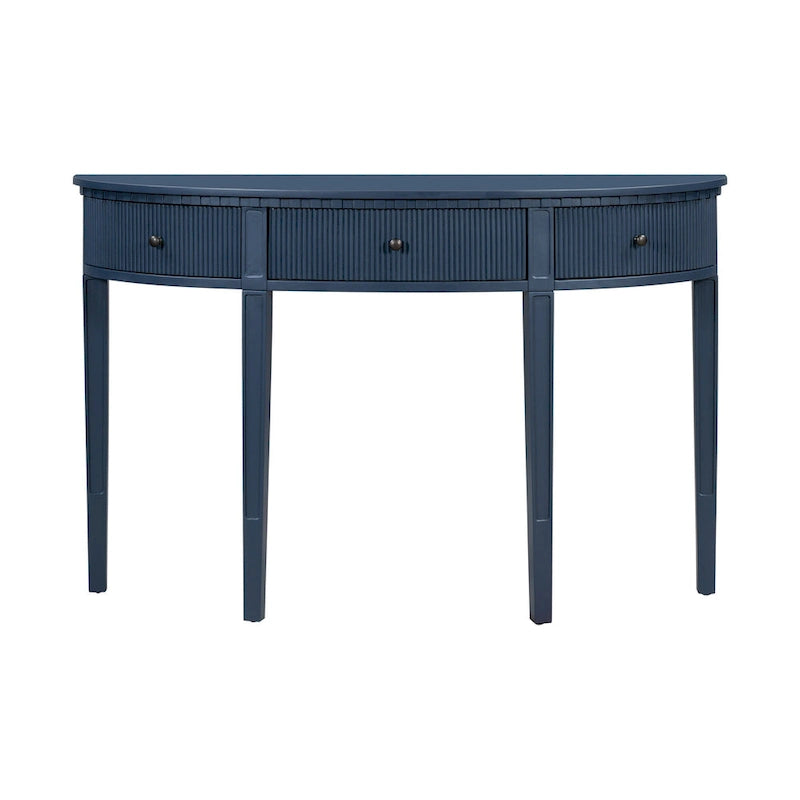 51.1 Modern Curved Console Table with Vertical Stripe Drawer Fronts for Entryway, Hallway, Living Room