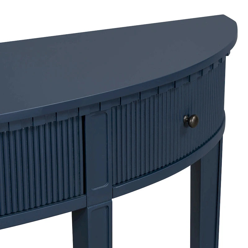 51.1 Modern Curved Console Table with Vertical Stripe Drawer Fronts for Entryway, Hallway, Living Room