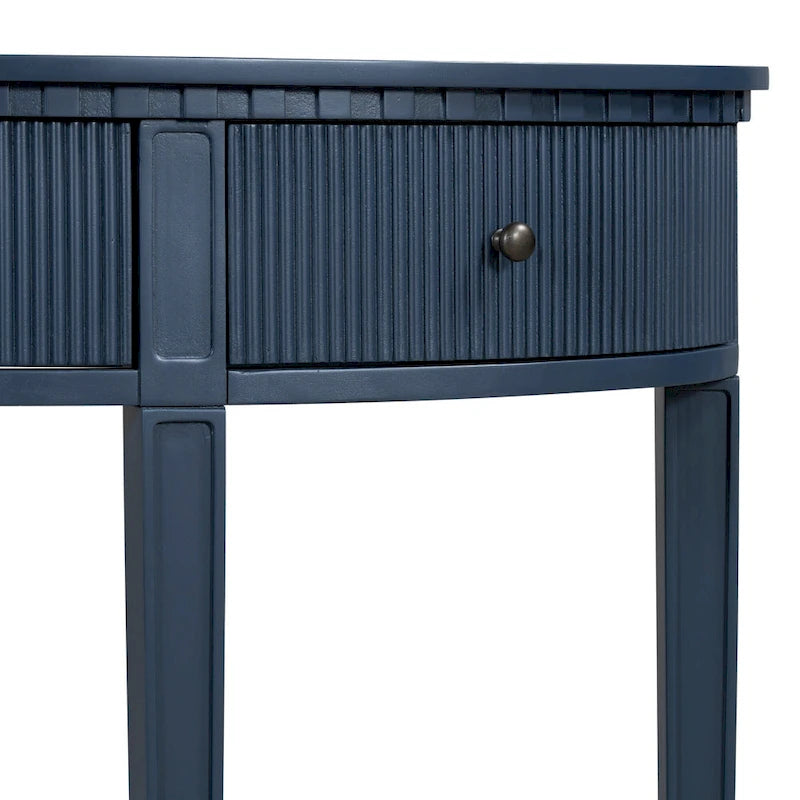 51.1 Modern Curved Console Table with Vertical Stripe Drawer Fronts for Entryway, Hallway, Living Room