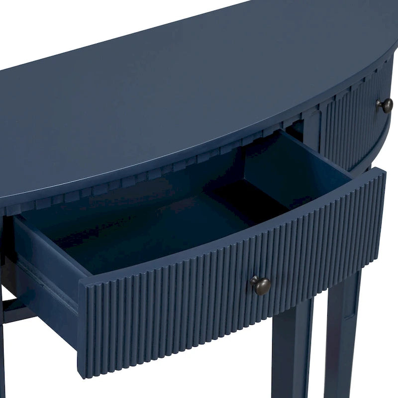 51.1 Modern Curved Console Table with Vertical Stripe Drawer Fronts for Entryway, Hallway, Living Room