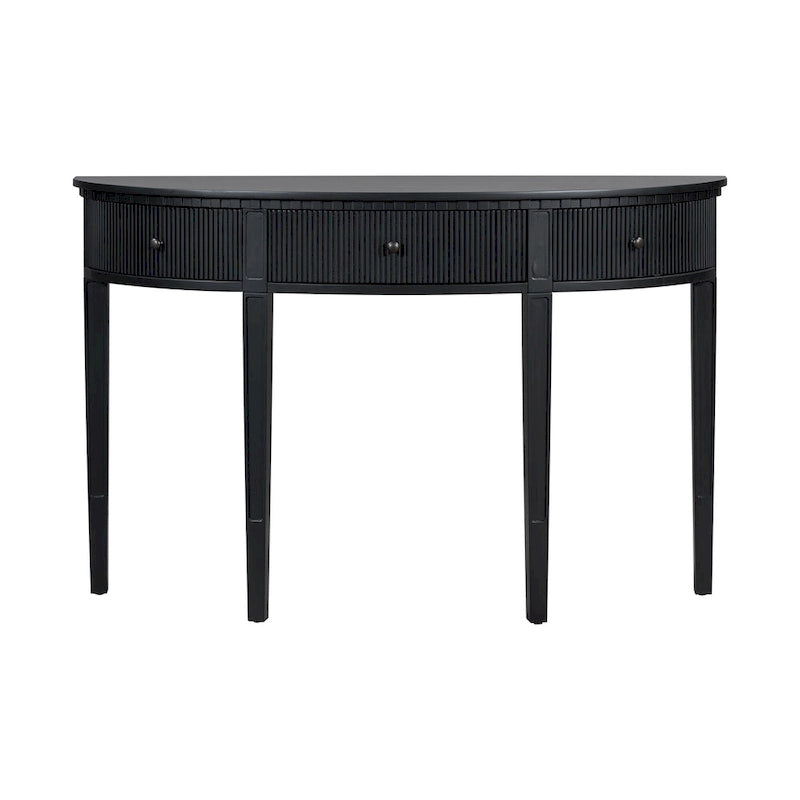 51.1 Modern Curved Console Table with Vertical Stripe Drawer Fronts for Entryway, Hallway, Living Room