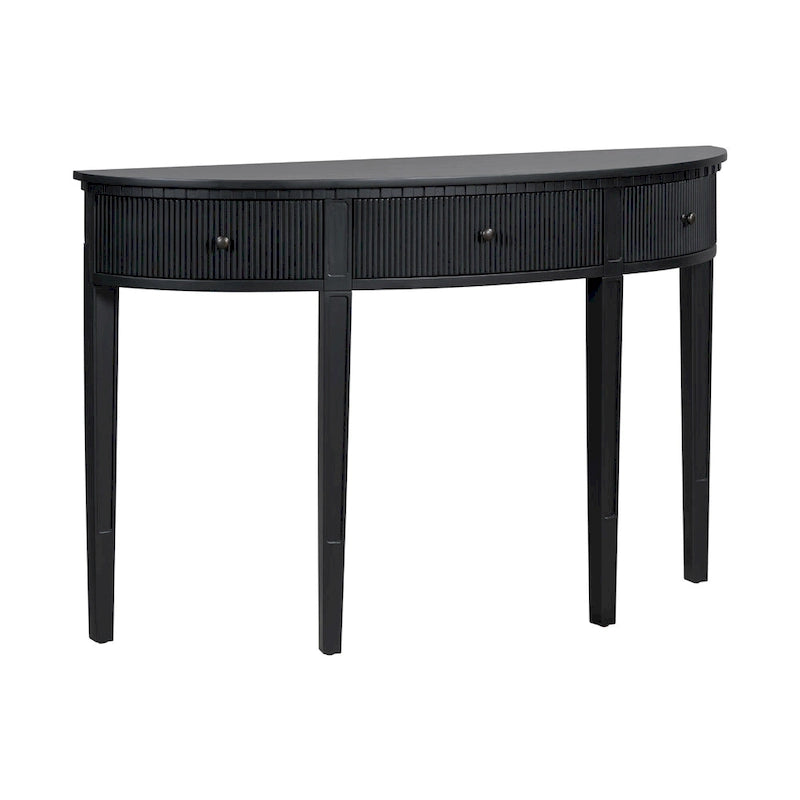 51.1 Modern Curved Console Table with Vertical Stripe Drawer Fronts for Entryway, Hallway, Living Room