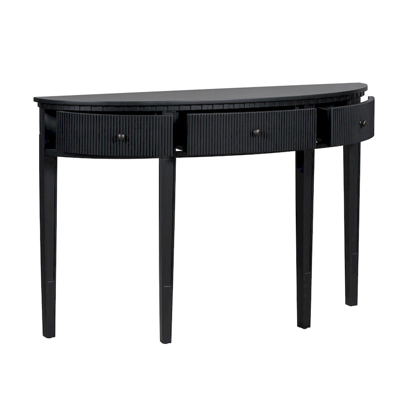 51.1 Modern Curved Console Table with Vertical Stripe Drawer Fronts for Entryway, Hallway, Living Room