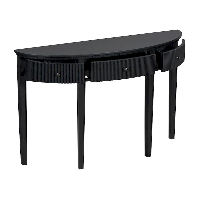 51.1 Modern Curved Console Table with Vertical Stripe Drawer Fronts for Entryway, Hallway, Living Room