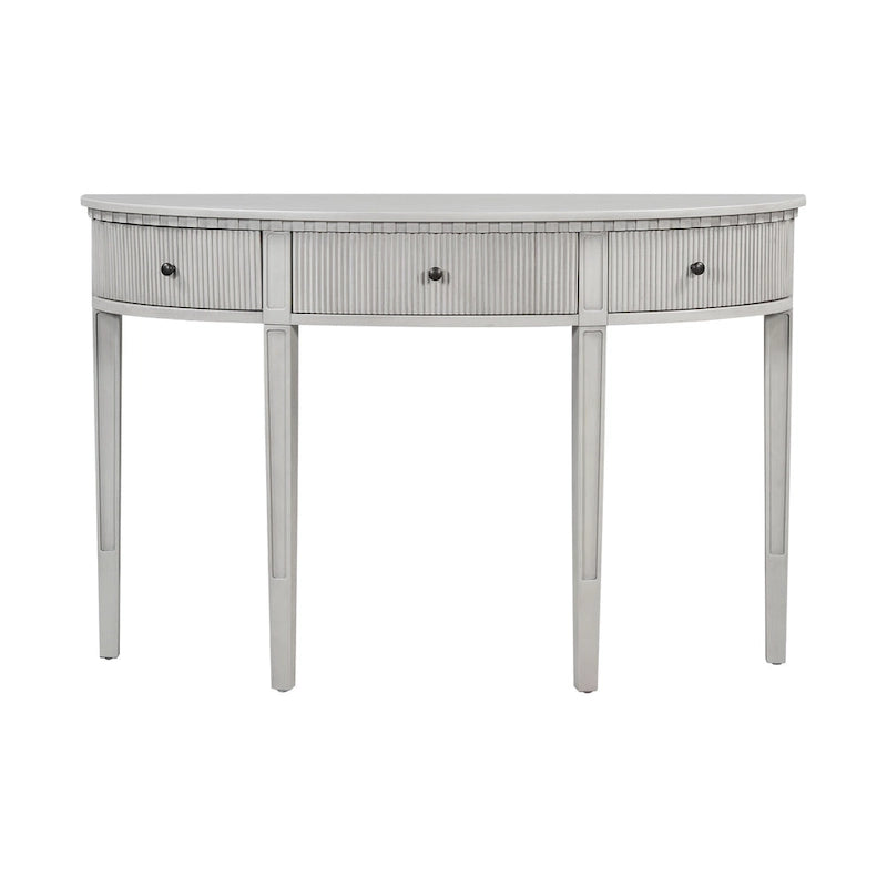 51.1 Modern Curved Console Table with Vertical Stripe Drawer Fronts for Entryway, Hallway, Living Room