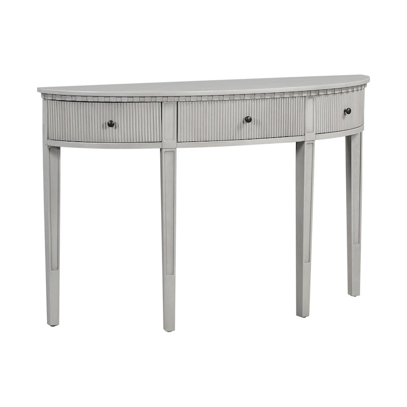 51.1 Modern Curved Console Table with Vertical Stripe Drawer Fronts for Entryway, Hallway, Living Room