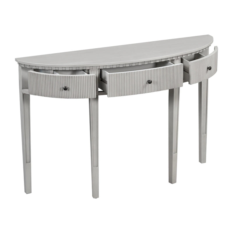 51.1 Modern Curved Console Table with Vertical Stripe Drawer Fronts for Entryway, Hallway, Living Room