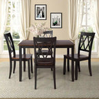 Black 5-Piece Wooden Dining Table Set with Rectangular Table & 4 Chairs