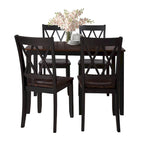Black 5-Piece Wooden Dining Table Set with Rectangular Table & 4 Chairs