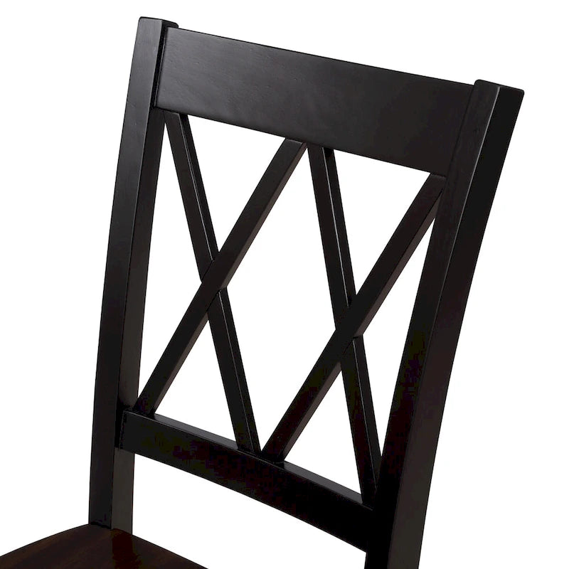 Black 5-Piece Wooden Dining Table Set with Rectangular Table & 4 Chairs