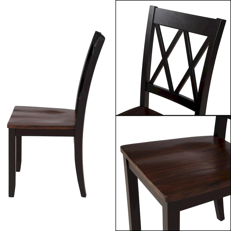 Black 5-Piece Wooden Dining Table Set with Rectangular Table & 4 Chairs