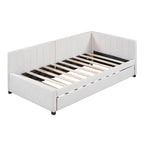 Twin Linen Daybed with Trundle and Semi-Closed Design