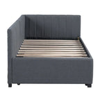 Twin Linen Daybed with Trundle and Semi-Closed Design