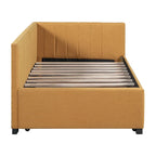 Twin Linen Daybed with Trundle and Semi-Closed Design