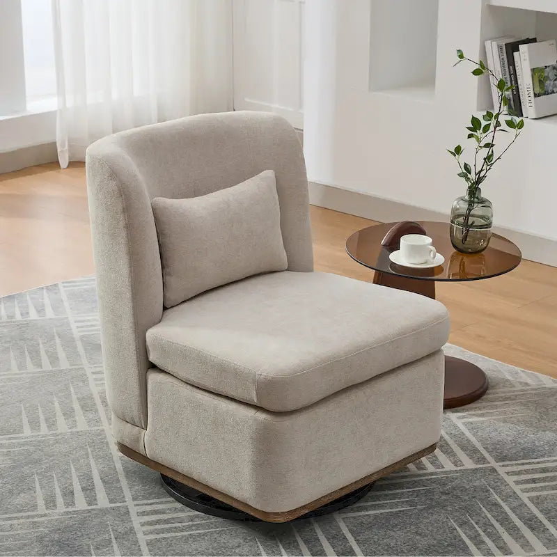 Chenille Armless Swivel Accent Chair