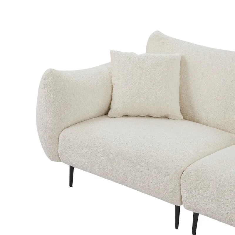 64 Classic Fabric 2-Seater Sofa with Wood Frame & 2 Pillows