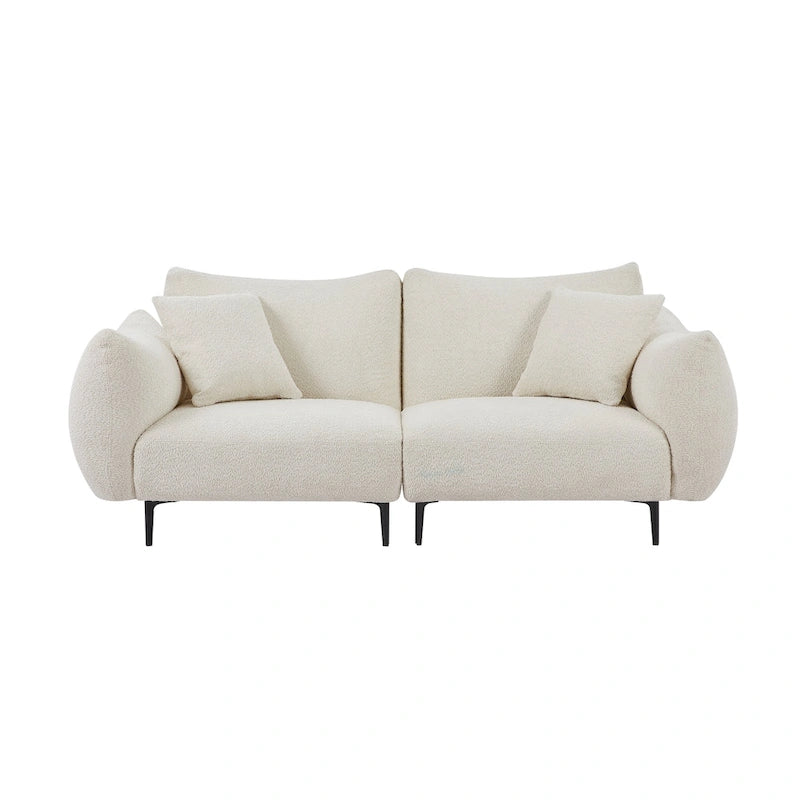 64 Classic Fabric 2-Seater Sofa with Wood Frame & 2 Pillows