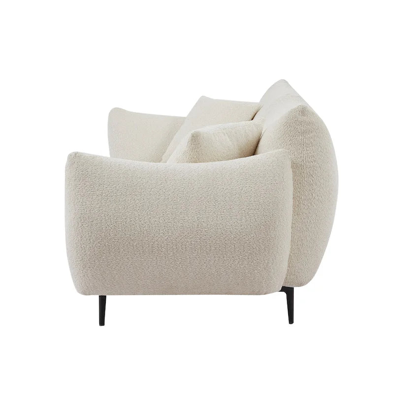 64 Classic Fabric 2-Seater Sofa with Wood Frame & 2 Pillows