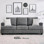 89 3-Seater Sofa, Deep Seat Sofa, Modern Comfy Couches for Living Room with Cup Holders