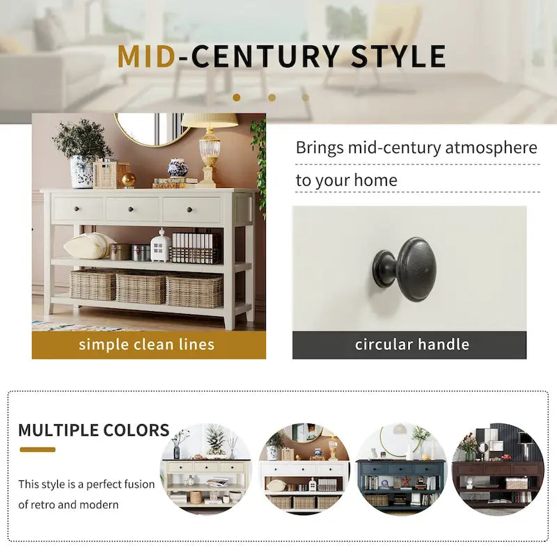 Console Table with 2-open Shelves - 16.00 x 50.00 x 30.00