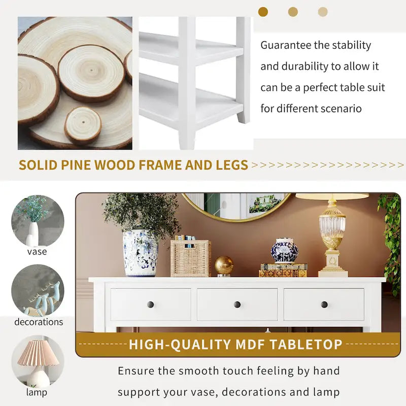 Console Table with 2-open Shelves - 16.00 x 50.00 x 30.00