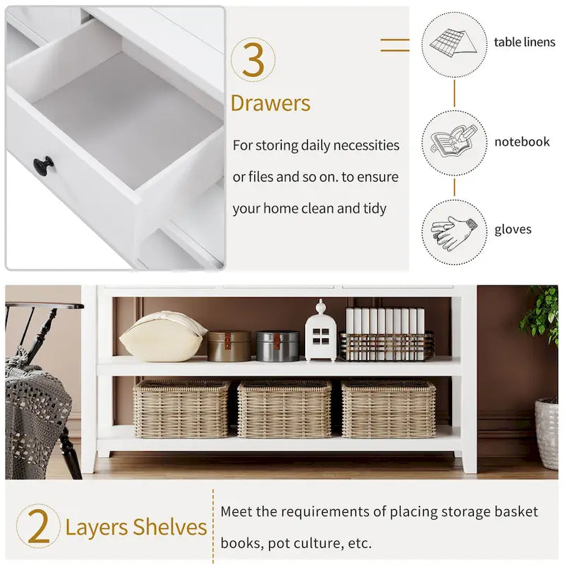 Console Table with 2-open Shelves - 16.00 x 50.00 x 30.00