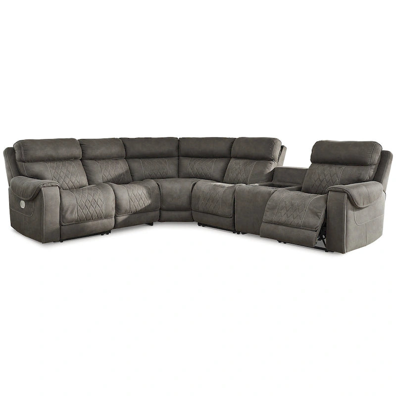 Signature Design by Ashley Hoopster Gray 6-Piece Power Reclining Sectional - 100W x 120D x 34H