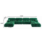 Velvet Sectional Sofa Reversible Modular Couch, Green