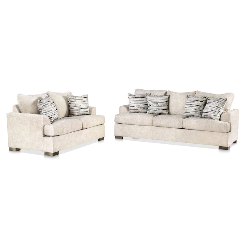 Nort Transitional Fabric Upholstered Flared Arms 2-Piece Sofa Set by Furniture of America